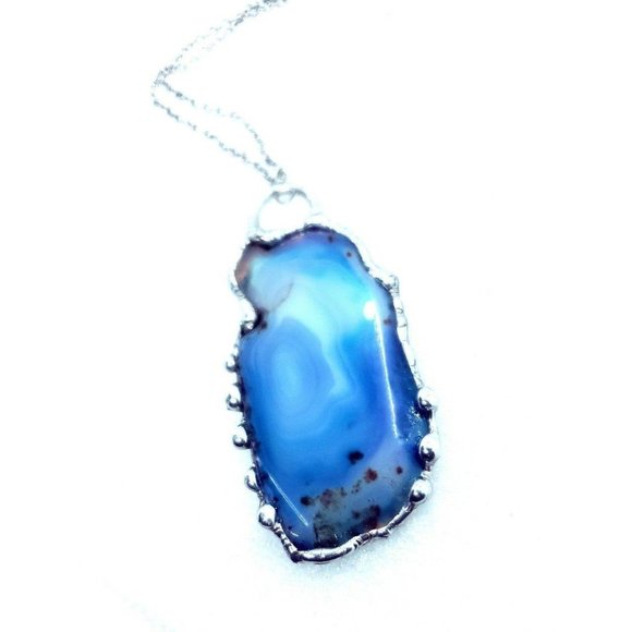 Gothic Blue agate crystal necklace - Picture 7 of 12